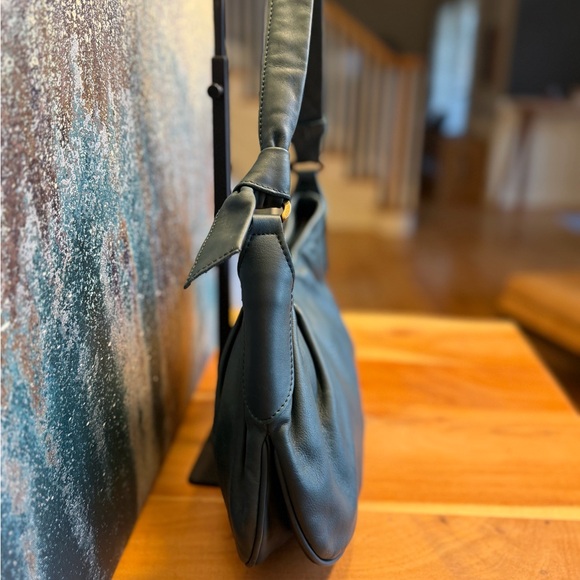 FERCHI Spain Vintage Soft Leather Pleated Hobo Bag: Forest Green (EUC) - Picture 7 of 14